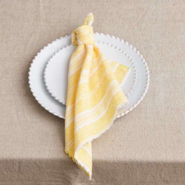 Yellow Stripe Linen Napkin