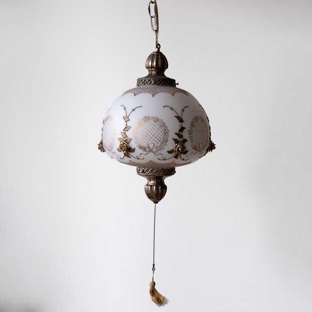 H2: Gold & Milk Glass Pendant Light