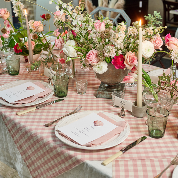 Pastel Pink Check Tablecloth