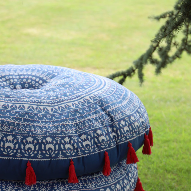 Blue Patterned Floor Cushion