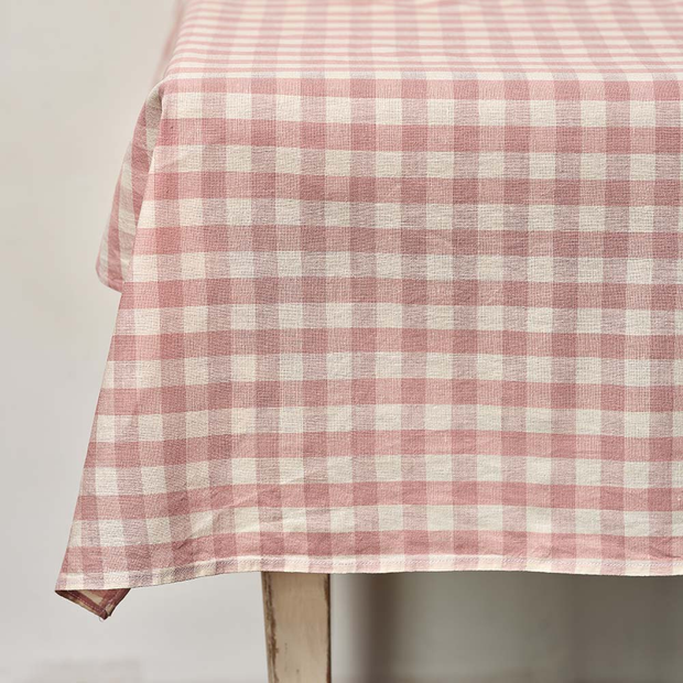 Pastel Pink Check Tablecloth