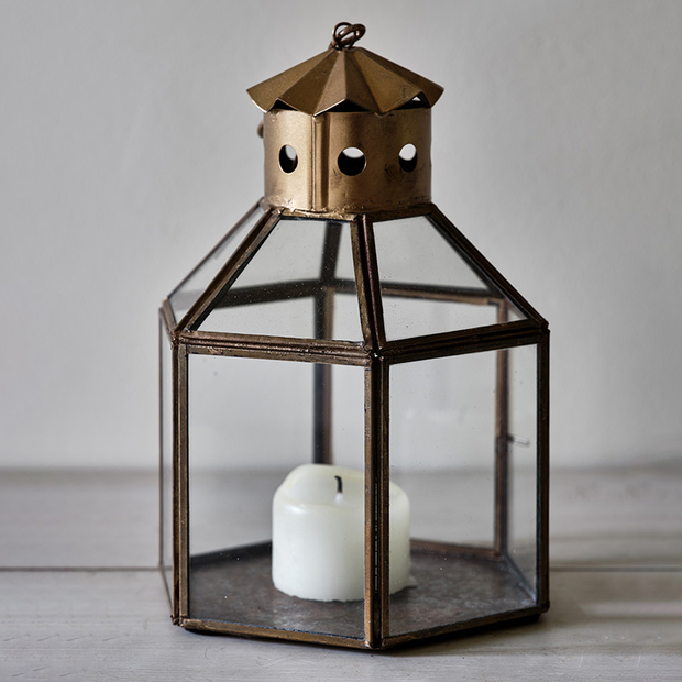 Hexagonal Brass Lantern (large)