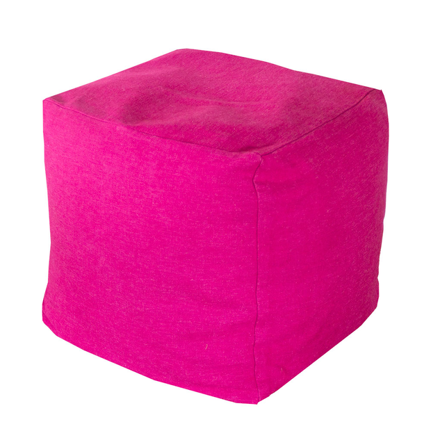 Bright Pink Linen Pouffe
