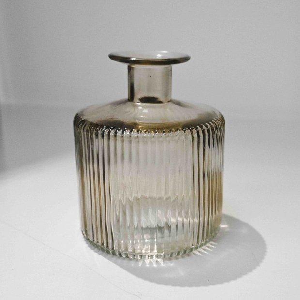 Charcoal Glass Ribbed Bud Vase