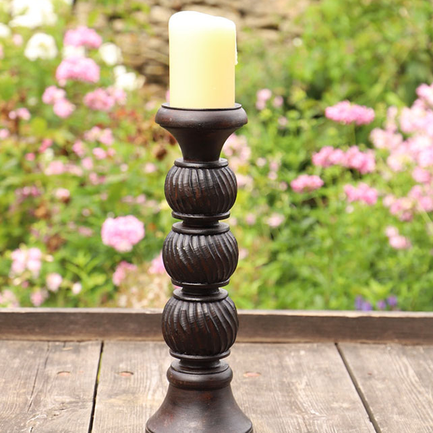 Dark Wood Candlestick (Tall)