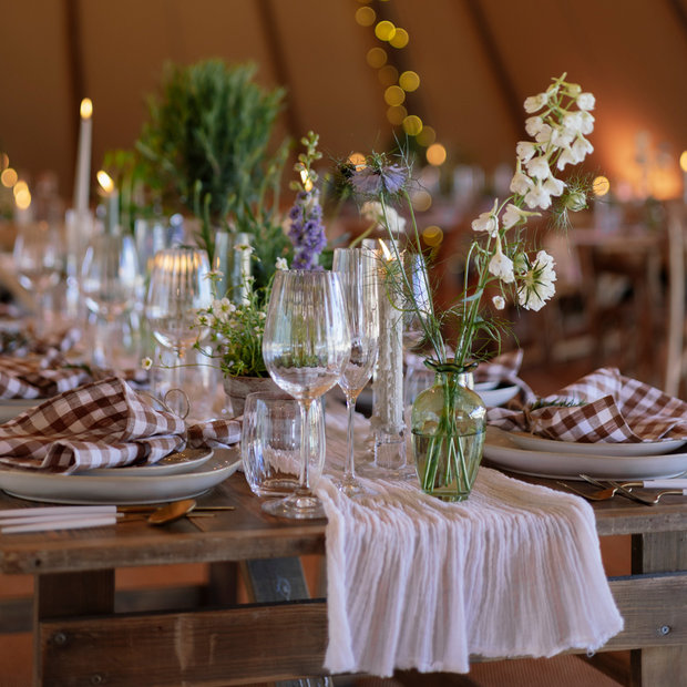 Ivory crinkled Cheesecloth Runner