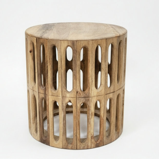 Sculptural Wooden Side Table