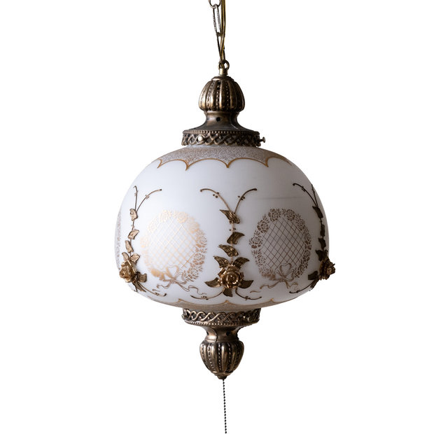 H2: Gold & Milk Glass Pendant Light