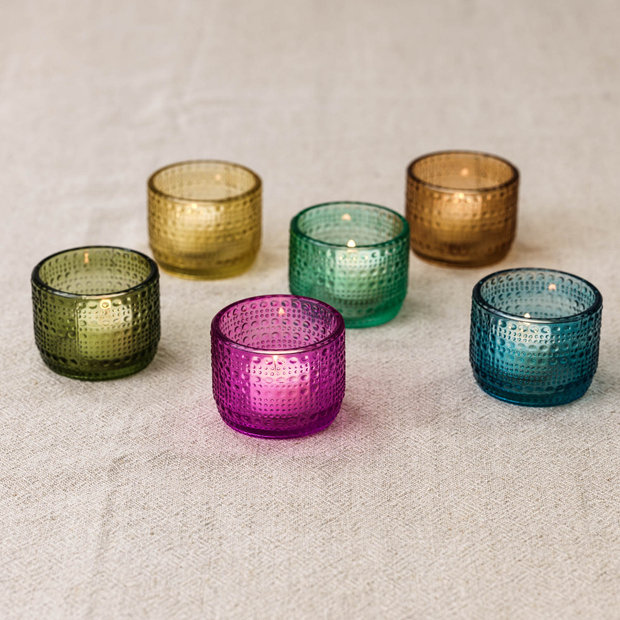 Jewel Coloured Tealight Holders (set of 6)