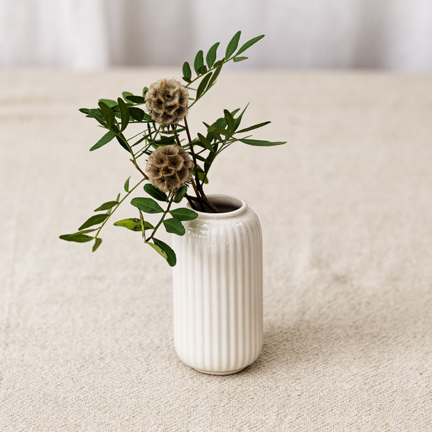 White Ribbed Ceramic Bud Vase
