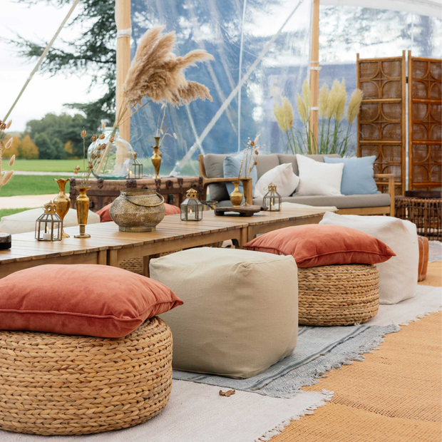 Sand Linen Pouffe