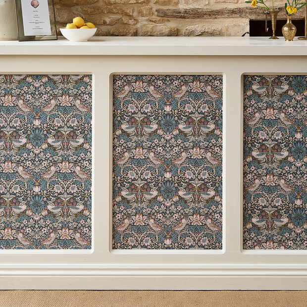 White Panelled Bar (blue William Morris print)