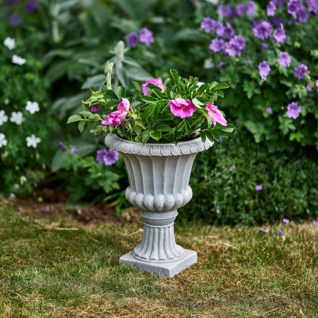 Grey Ribbed Urn