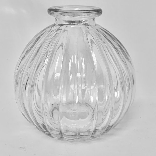 Ribbed Glass Bud Vase - Round