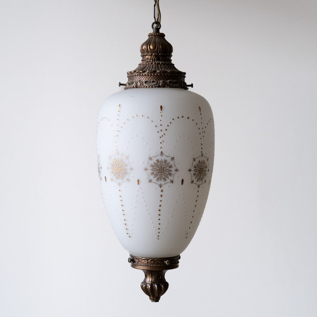 H1: Gold & Milk Glass Pendant Light