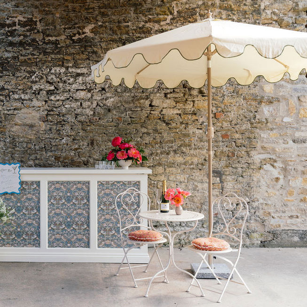 Cream Parasol with scalloped edge