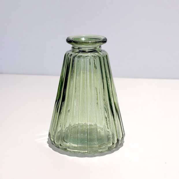 Green Glass Tapered Bud Vase