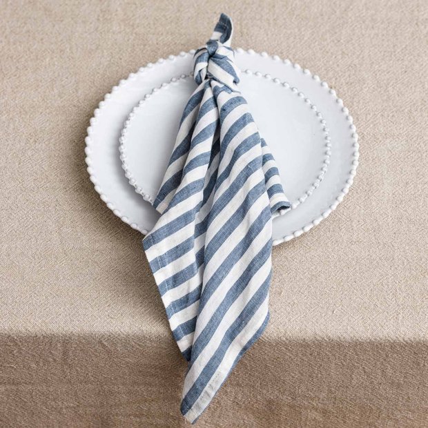 Blue Striped Linen Napkin