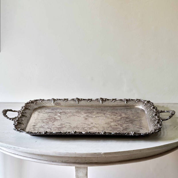 Silver Embellished Tray - Rectangular