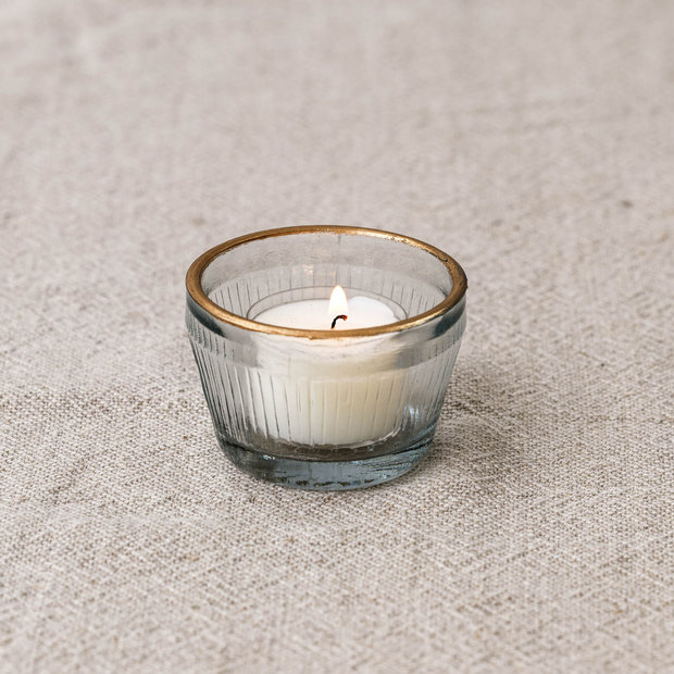 Gold Rimmed Tealight Holder (short)