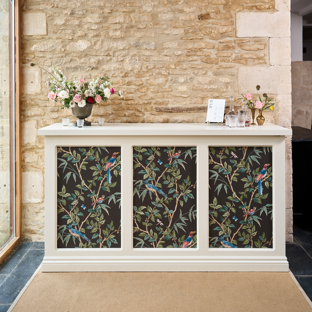 White Panelled Bar (black Colefax & Fowler print)