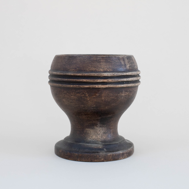 Dark Wood Candlestick (Short)