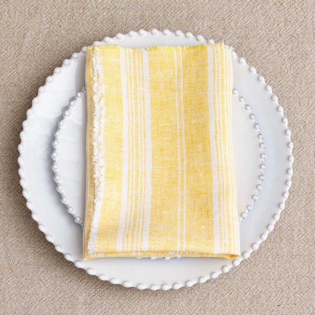 Yellow Stripe Linen Napkin
