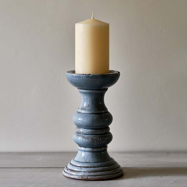 Blue Ceramic Candlestick
