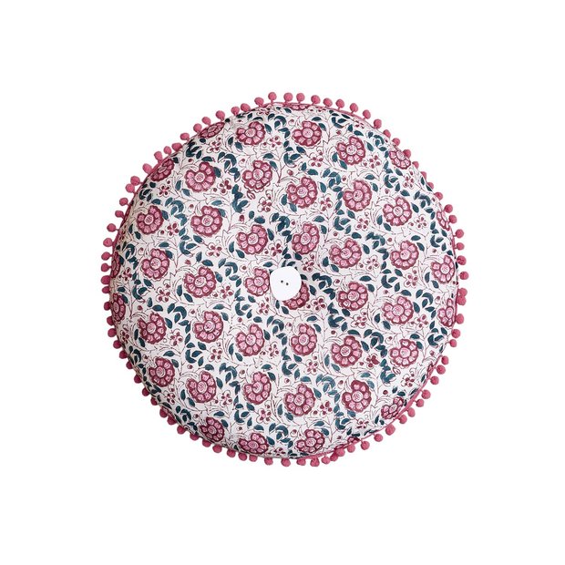Round Seat Cushion - Pink Floral Pattern