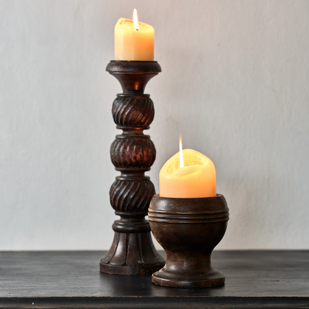 Dark Wood Candlestick (Tall)