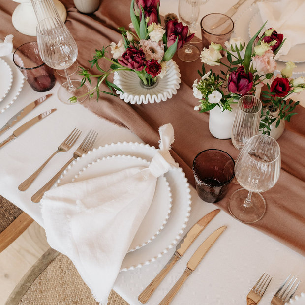White Fringe Linen Napkin