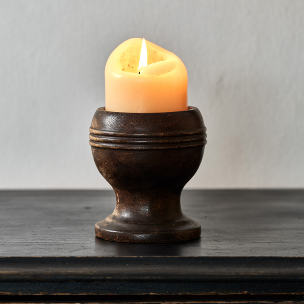Dark Wood Candlestick (Short)
