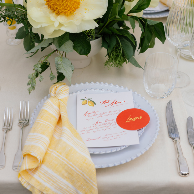 Yellow Stripe Linen Napkin