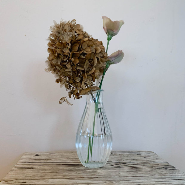 Glass Tall Ribbed Bud Vase