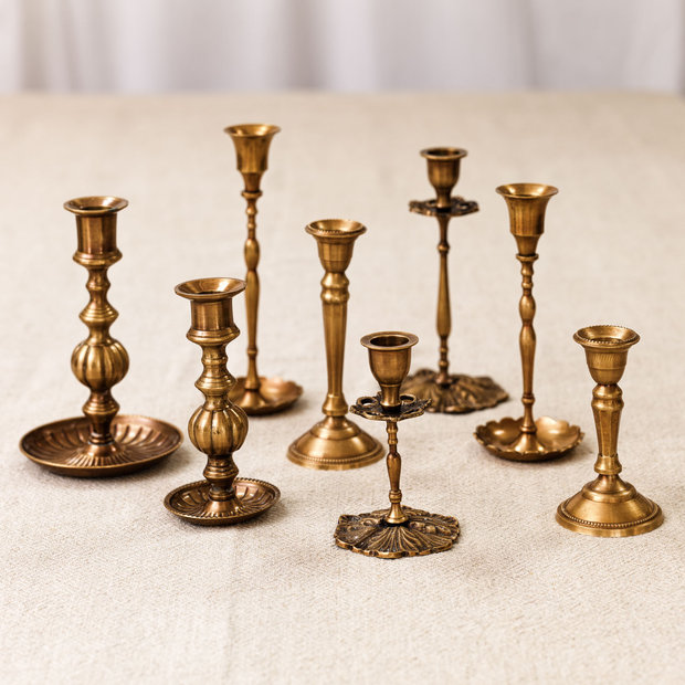 Assorted Decorative Brass Candlestick