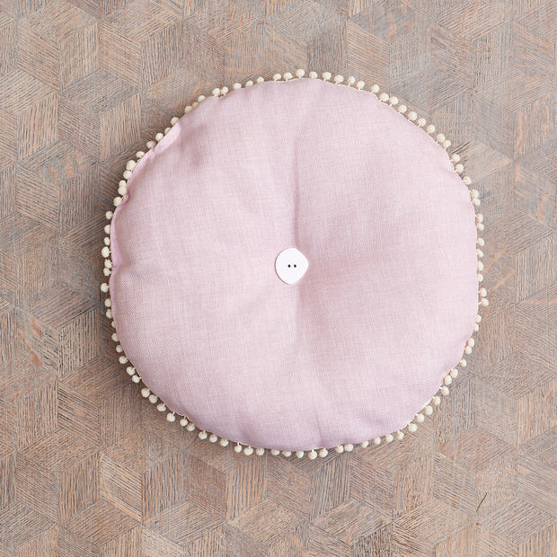 Round Seat Cushion - Pink Linen