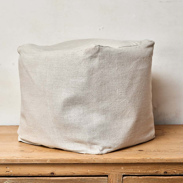 Oatmeal Linen Pouffe