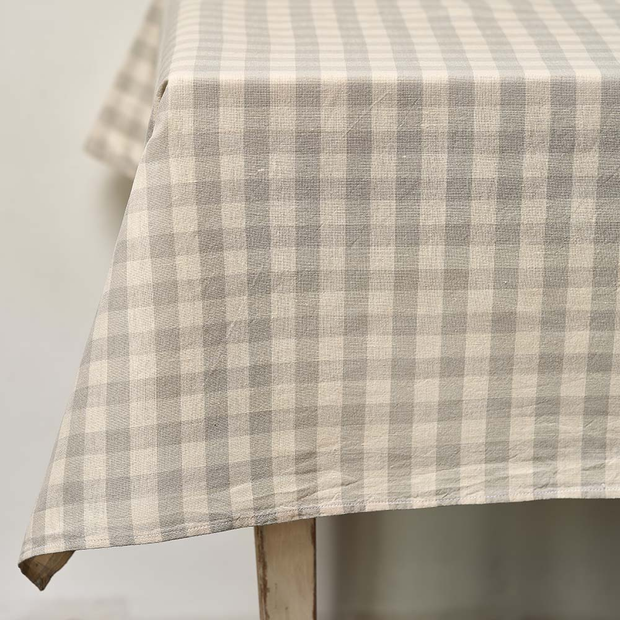 Dove Grey Check Tablecloth