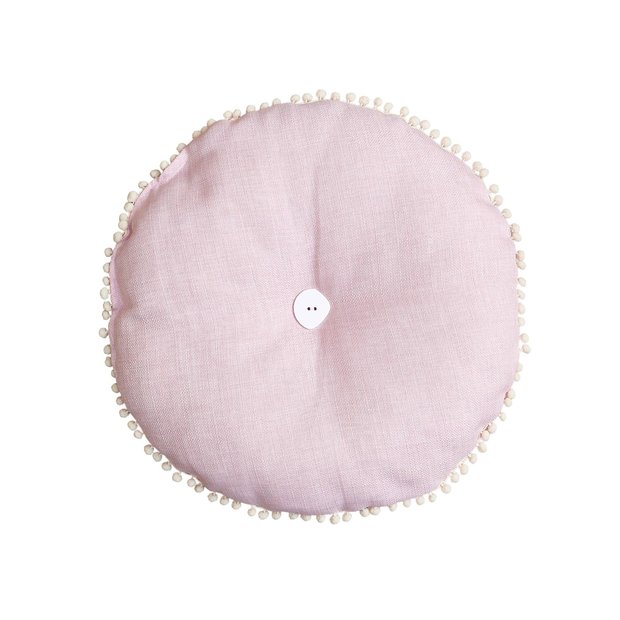 Round Seat Cushion - Pink Linen