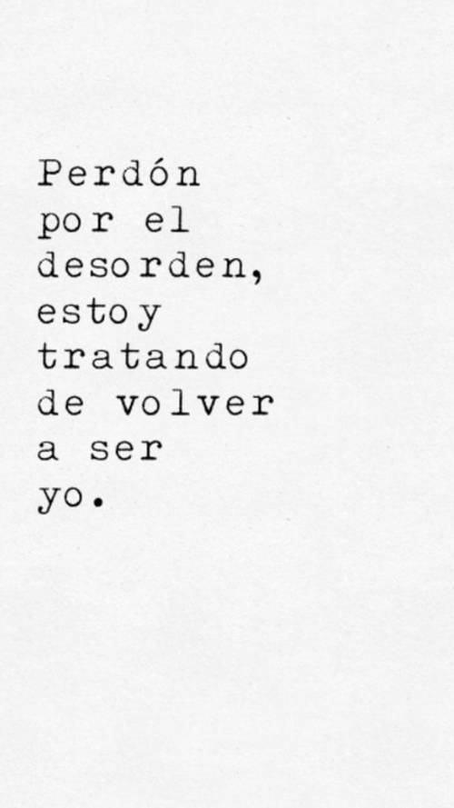Perdón por el desorden, estoy tratando de volver a ser yo.