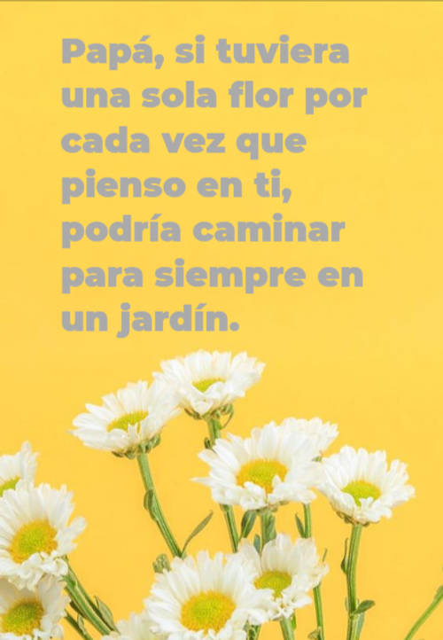 Frases para el Día del Padre - Papá, si tuviera una sola flor por cada vez que pienso en ti, podría caminar para siempre en un jardín.