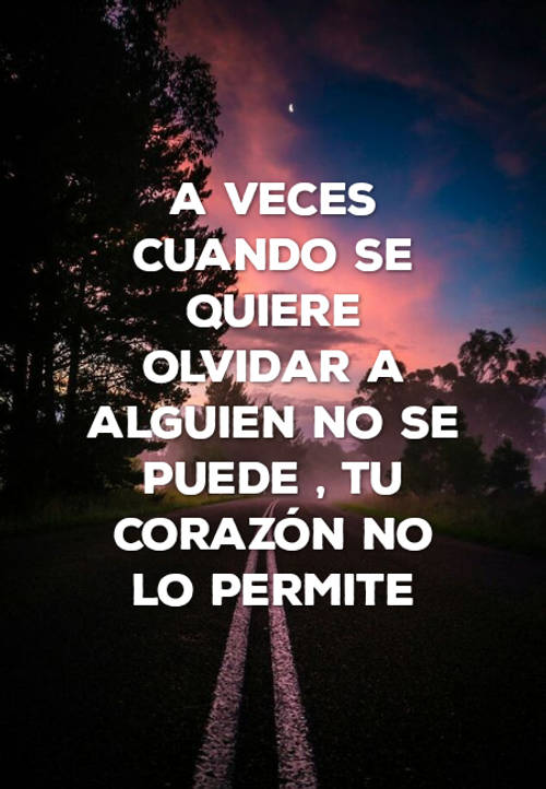 Frases para Reflexionar - A veces cuando se quiere olvidar a alguien no se puede , tu corazón no lo permite