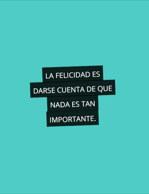 Frases de la Vida - la felicidad es darse cuenta de que nada es tan importante.