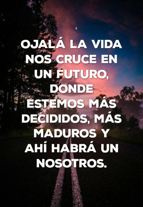 Frases de Amor - Ojalá la vida nos cruce en un futuro, donde estemos más decididos, más maduros y ahí habrá un nosotros.