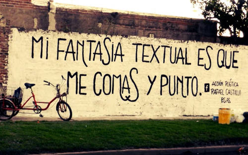 Frases de Acción Poética en Español (Latinoamericana) - Mi fantasia textual es que me comas y punto.