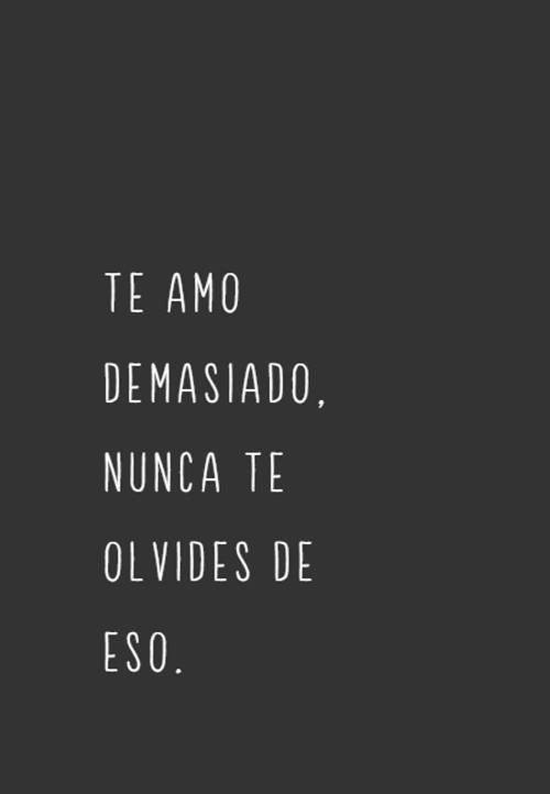 Frases de Amor - Te amo demasiado, nunca te olvides de eso.