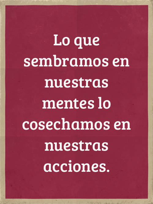 Frases sobre Religión - Lo que sembramos en nuestras mentes lo cosechamos en nuestras acciones.