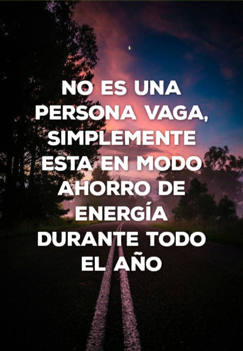 Frases Divertidas - No es una persona vaga, simplemente esta en modo ahorro de energía durante todo el año