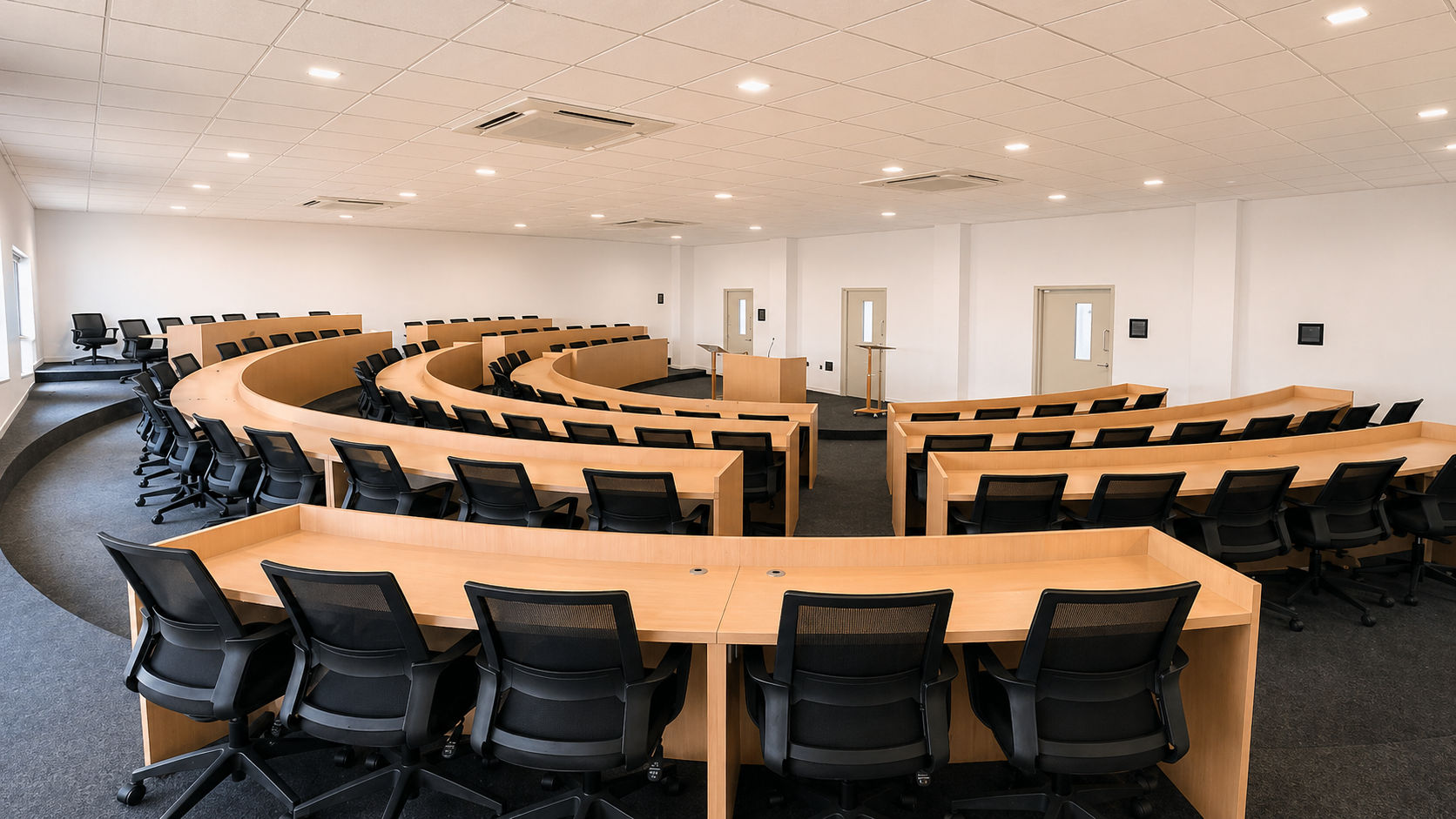 Tiered classroom seating at IITDM Vizag Business School.