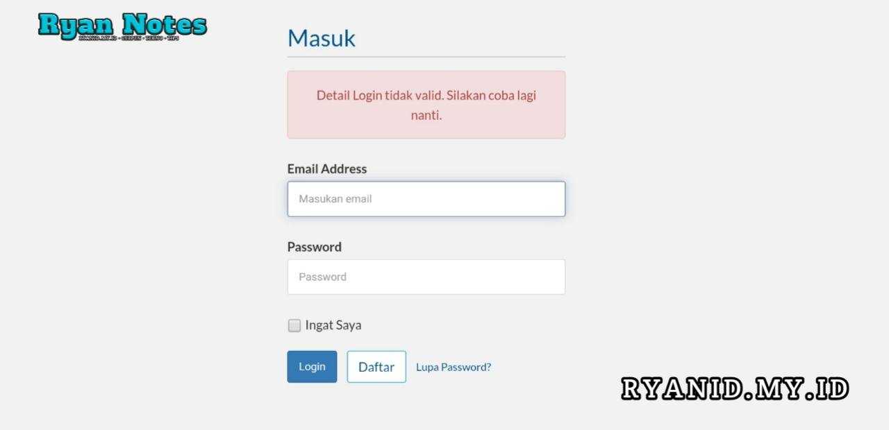 Incorrect login details